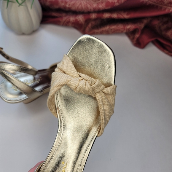 Lilly Pulitzer Emmie Wedge Sandals Gold And Tan Size 6.5 - Picture 10 of 15